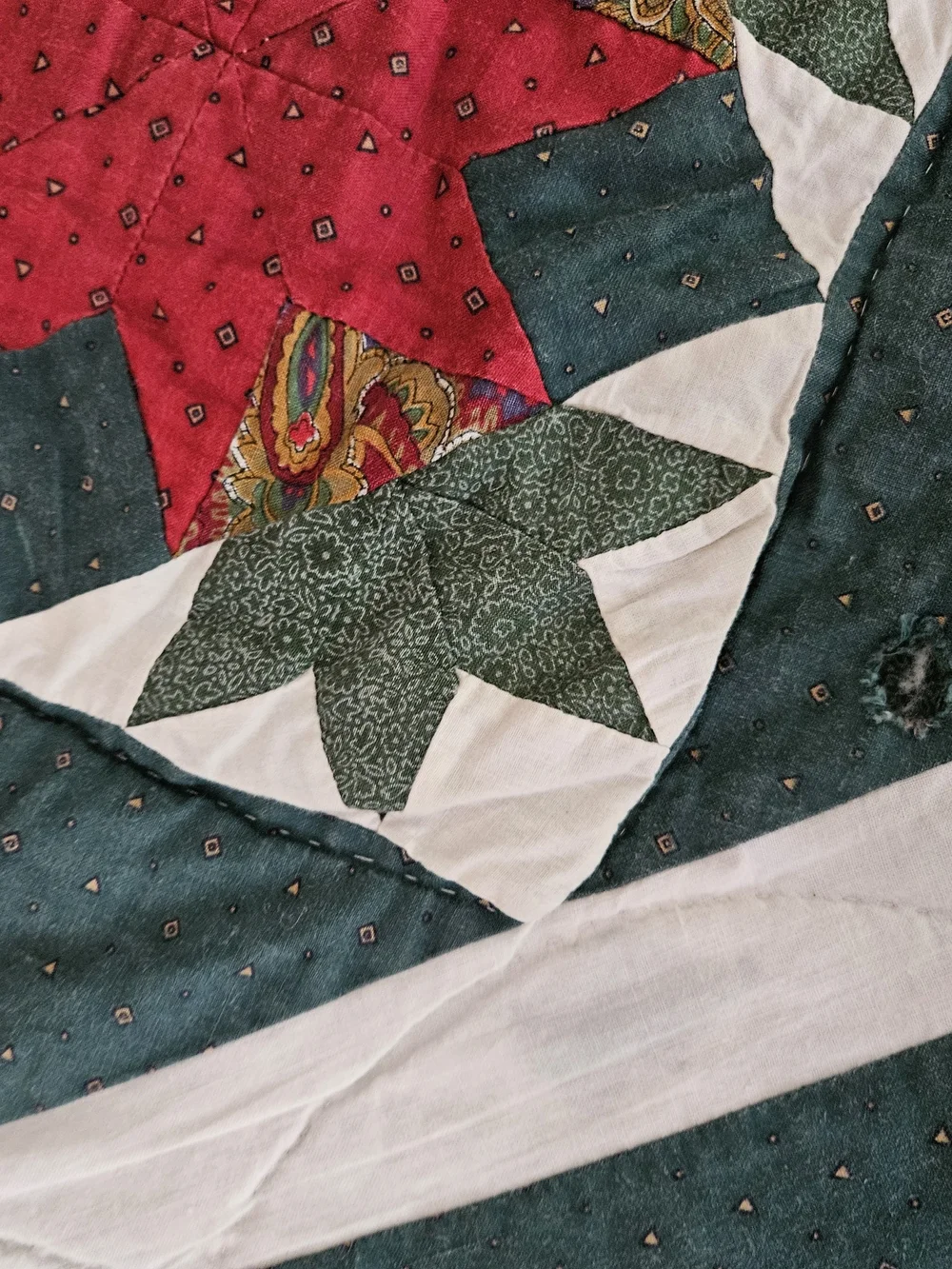 Classic Patchwork Star Quilt With Paisley Accents